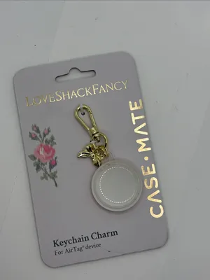LoveShackFancy Pink Floral Keychain Charm with Gold Hardware thumbnail 4
