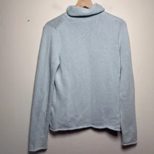 J.‎ Crew Women Cotton Cashmere Turtleneck Sweater Light Blue Roll Neck Fisherman thumbnail 6