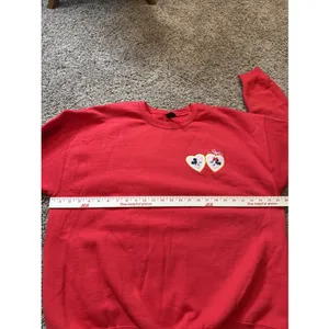 Red Mickey & Minnie Mouse Sweetheart Locket Embroidered Crew Neck Sweatshirt XL thumbnail 4