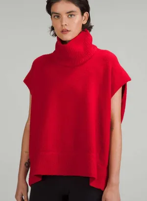 Lululemon Brushed Cotton Merino Wool Sweater Tunic Carnation Red Size 16 $178 thumbnail 1