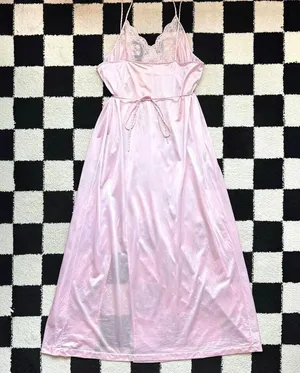 1960s Vintage Pink Maxi Slip L thumbnail 2