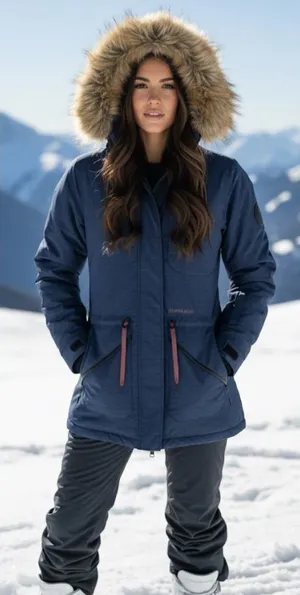 NWT!! Armada Lynx Insulated Waterproof Ski Jacket Navy Parka W Faux Fur Size XS thumbnail 1