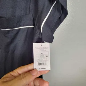 Auden Women's Black Pajama Top‎ with White Trim thumbnail 2