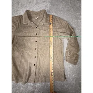 LL Bean Shirt Womens Large Tan Comfort Corduroy‎ Relaxed Button Up Long Sleeve thumbnail 6