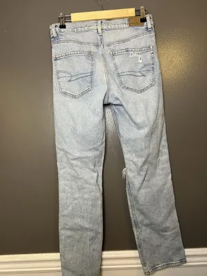 American Eagle Outfitters Super High Rise Straight Jeans Womens 4 Distressed thumbnail 4