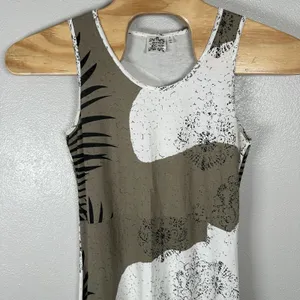 Parsley & Sage Cotton Stretch Midi Dress Womens Small Sleeveless Green‎ Palm Art thumbnail 2