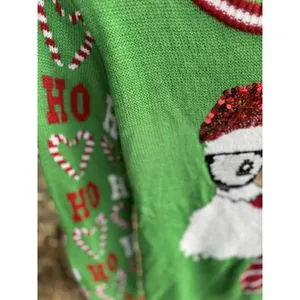Joe Boxer Women's Size‎ Large Fun Holiday Santa Sweater With Sequin thumbnail 2