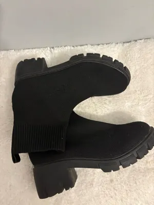 Black street elastic slip on boots thick sole Sz.7.5 Gothic/ western thumbnail 4