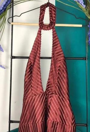 NBD NWT Ozzie burgundy halter mine dress thumbnail 4