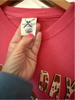 Simply Southern Pink Brown Long Sleeve Tee Medium thumbnail 3