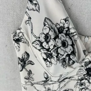 David Meister‎ Satin Floral Print V-Neck Dress thumbnail 6