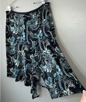 Merona Vintage Asymmetric Skirt Size XL Black Blue Fairy Pull On Witchy Whimsigoth Y2K thumbnail 1