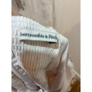 Abercrombie & Fitch Floral Tie-Shoulder Midi Dress White Peach XS Smocked Back‎ thumbnail 5