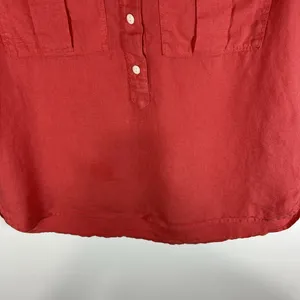J‎ Crew Baird McNutt Top Size 0 Womens Red Short Sleeve Shirt Linen Button Beach thumbnail 3