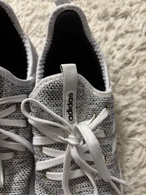 adidas Cloudfoam Sneakers Women’s Size 6.5 Grey and White Knit Lace-Up Sneakers thumbnail 9