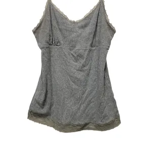 Faded Glory Cami Top Lace Trim Organic Cotton Blend Gray Tank Top Large Milkmaid thumbnail 3