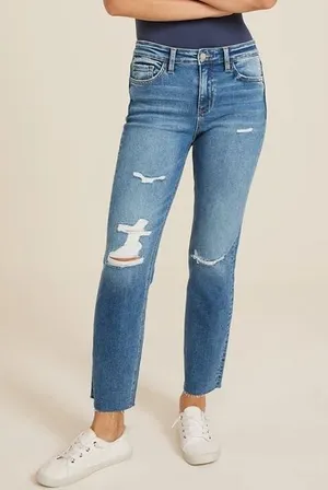 VERVET™ High Rise Ripped Straight Jean thumbnail 1