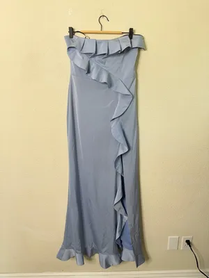 NBD Revolve Luna Gown in Baby‎ Blue Maxi Dress Ruffle Formal Cocktail Womens M thumbnail 4