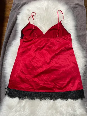 Victoria's Secret Cami Top Red w/ Black Lace thumbnail 5