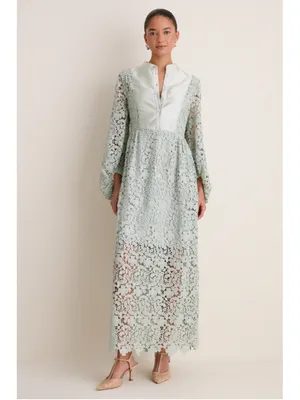 Tuckernuck Sage Lace Calliope Dress M Eyelet Long Puff Sleeve Wedding Feminine thumbnail 5