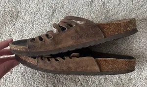 Birkenstock Granada Mocha Birkibuc Sandal Strappy Cushion Support Cork Slide On thumbnail 5