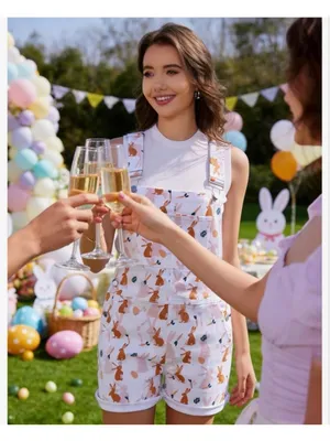 NEW Bunny Cute Festival Bib Overalls Adjustable Coveralls XL thumbnail 8