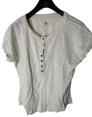 Marine Layer white gauze short sleeve blouse women's size medium thumbnail 1