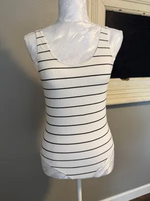 DKNY Seamless Striped Ribbed Tank Bodysuit medium thumbnail 2