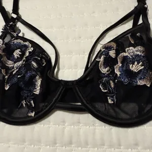 Bluebella Mesh Floral Cage Bra Black Blue Size 32C Strappy Flower Applique thumbnail 9