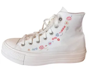 Converse Chuck Taylor All Star Lift Floral Embroidered‎ Hi Tops Women 8.5 thumbnail 1