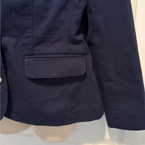 L.L.Bean Navy Blazer Jacket Women Medium Petite‎ Cotton Stretch Preppy Career thumbnail 7