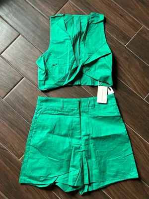 Commence Women's High Waist Shorts Set in Bright Green medium NEW thumbnail 2