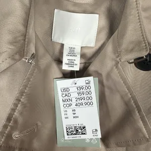 NEW H&M Trench Coat Womens XS Beige Khaki Double Breasted Belted Long $139MSRP thumbnail 10