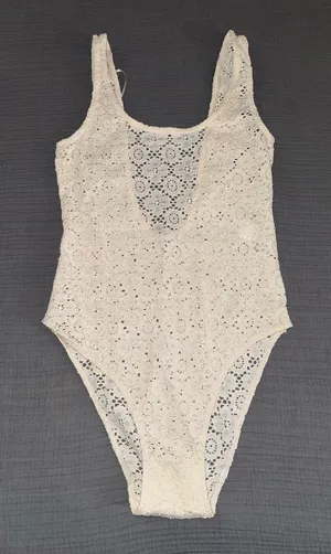 Zara Cream Lace One-Piece Bodysuit thumbnail 1