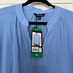 Well Worn Women’s XL Blue Blouse Short Sleeve Career Office Core New thumbnail 2