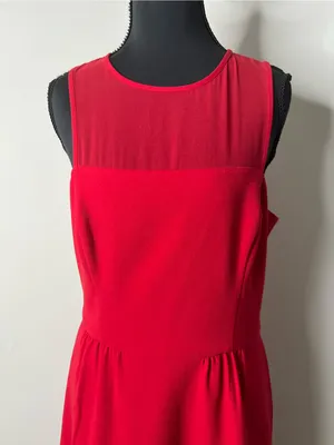 Banana Republic Red Sheer Illusion Panel Fit Flare Dress 8 Sleeveless Mini thumbnail 4