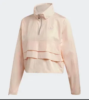 Adidas Light Pink Cropped 1/4 Zip Windbreaker Pullover Jacket Zipper Cuff thumbnail 2