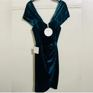 Miss Circle Velvet Corset Drees in Teal Blue Size XS thumbnail 3
