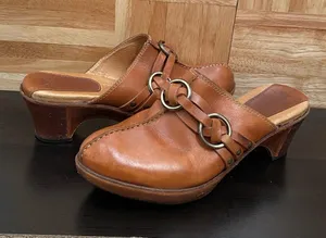 FRYE Boots Cognac Cheryl Triple Ring Clog Mules Size 8.5M thumbnail 2