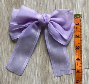Purple Lavender clip Bow thumbnail 4