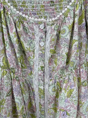 LOVE THE LABEL anthropologie Josepha floral boho white dress smocked size xs thumbnail 6
