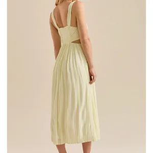 Altar’d State Butter Yellow Striped Maxi Dress Size Small Available NWT thumbnail 4