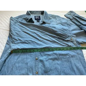 Vintage 90s Quizz Embroidered Cat Button Up W18 Blue thumbnail 7