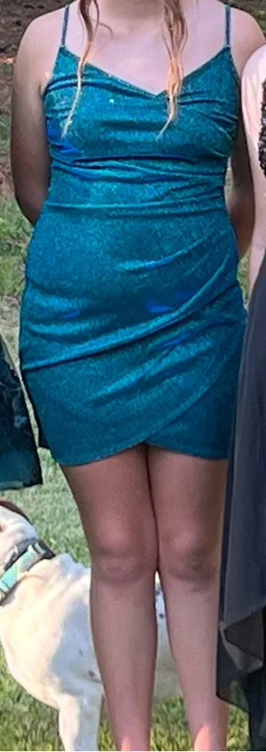 Dillard's Blue sparkle homecoming dress thumbnail 4