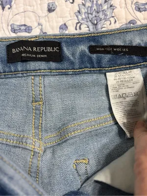 Banana Republic Womens 26 Blue High-Rise Wide Leg Belt Denim Jeans Stretch Boho thumbnail 5