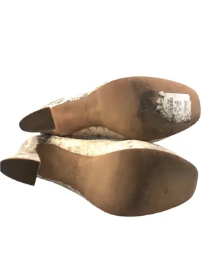 Sam Edelman "Tacoma" Taupe & Brown Leather Snakeskin Print Peep-Toe Heels thumbnail 9