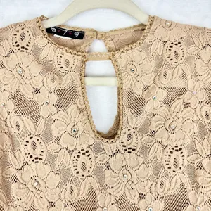 Vintage 579 Y2K Lace Mesh Jewelled Bell Sleeve Top Size XS Keyhole Fairy thumbnail 3