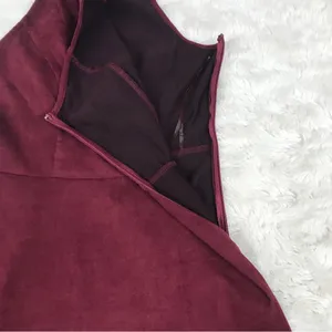 ALTAR"D STATE Burgundy Faux Suede Halter Mini Dress Size Small Sleeveless‎ Fall thumbnail 6