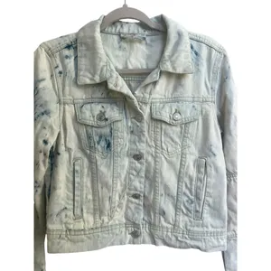 Free People Distressed Bleached Denim Trucker Jacket Womens Size Small‎ thumbnail 3