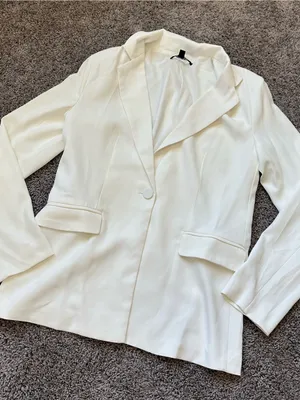 Women's Cream Single-Button Blazer Jacket thumbnail 1